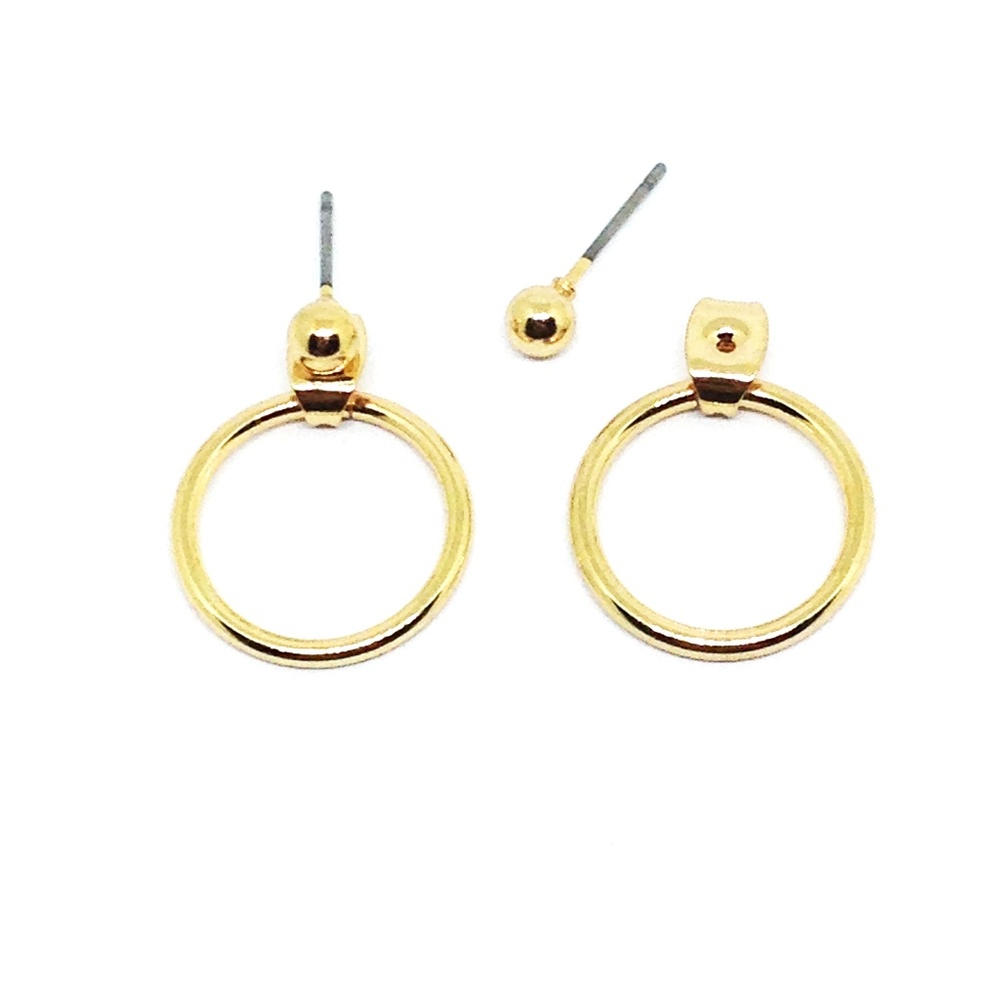 Earrings Ball with Circle Ear Jacket Gold